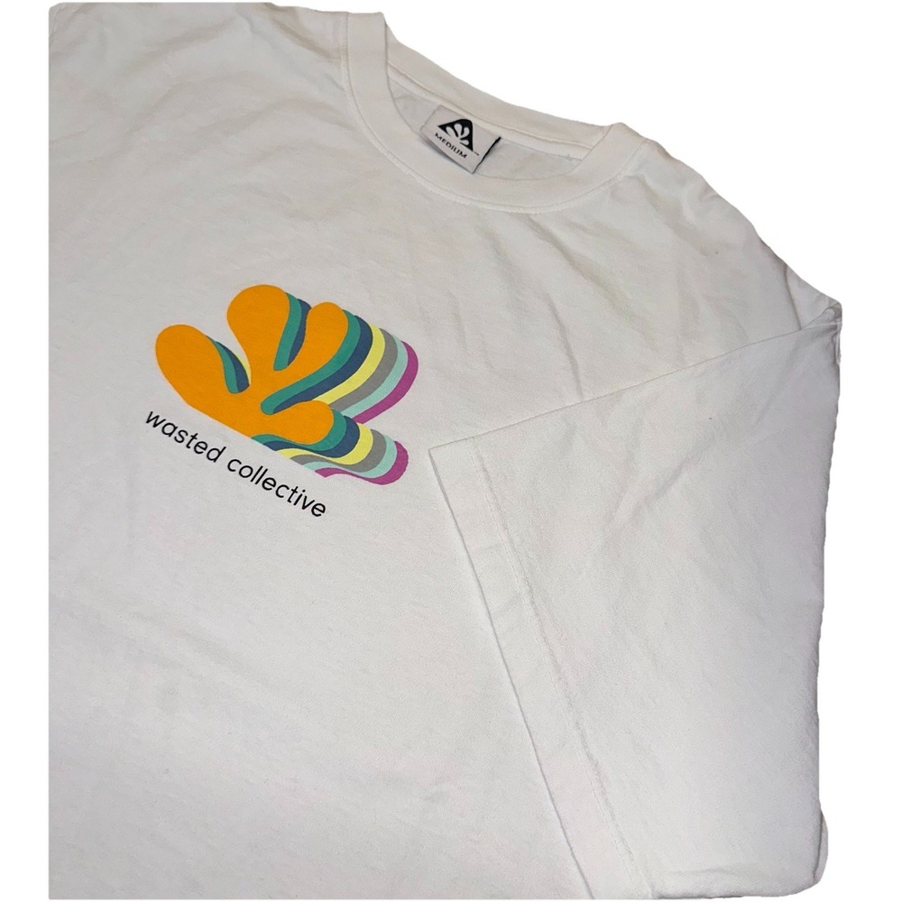 NWOT Wasted Collective White Graphic 100% Cotton Short Sleeve T-Shirt Men's‎ M